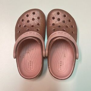 Little girls crocs, pink sparkle, GUC